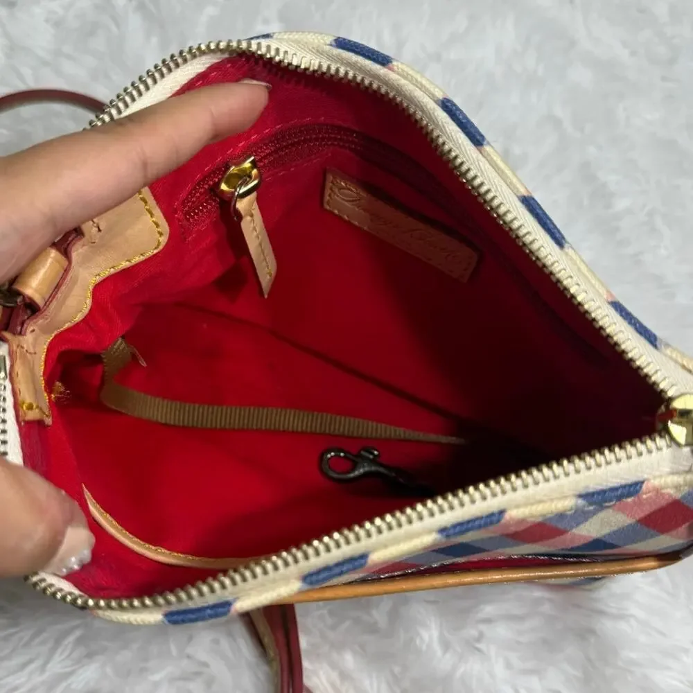 DOONEY & BOURKE Plaid Blue Red and White Canvas Crossbody
